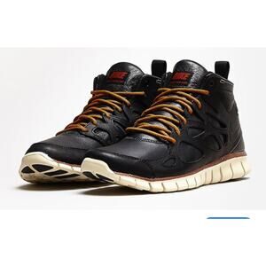 Nike Free Run 2 Mid Sneakerboot in black leather with orange size 9.5 Men’s